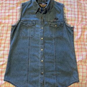 Harley-Davidson Women’s Blue Denim Vest Shirt Button Size M